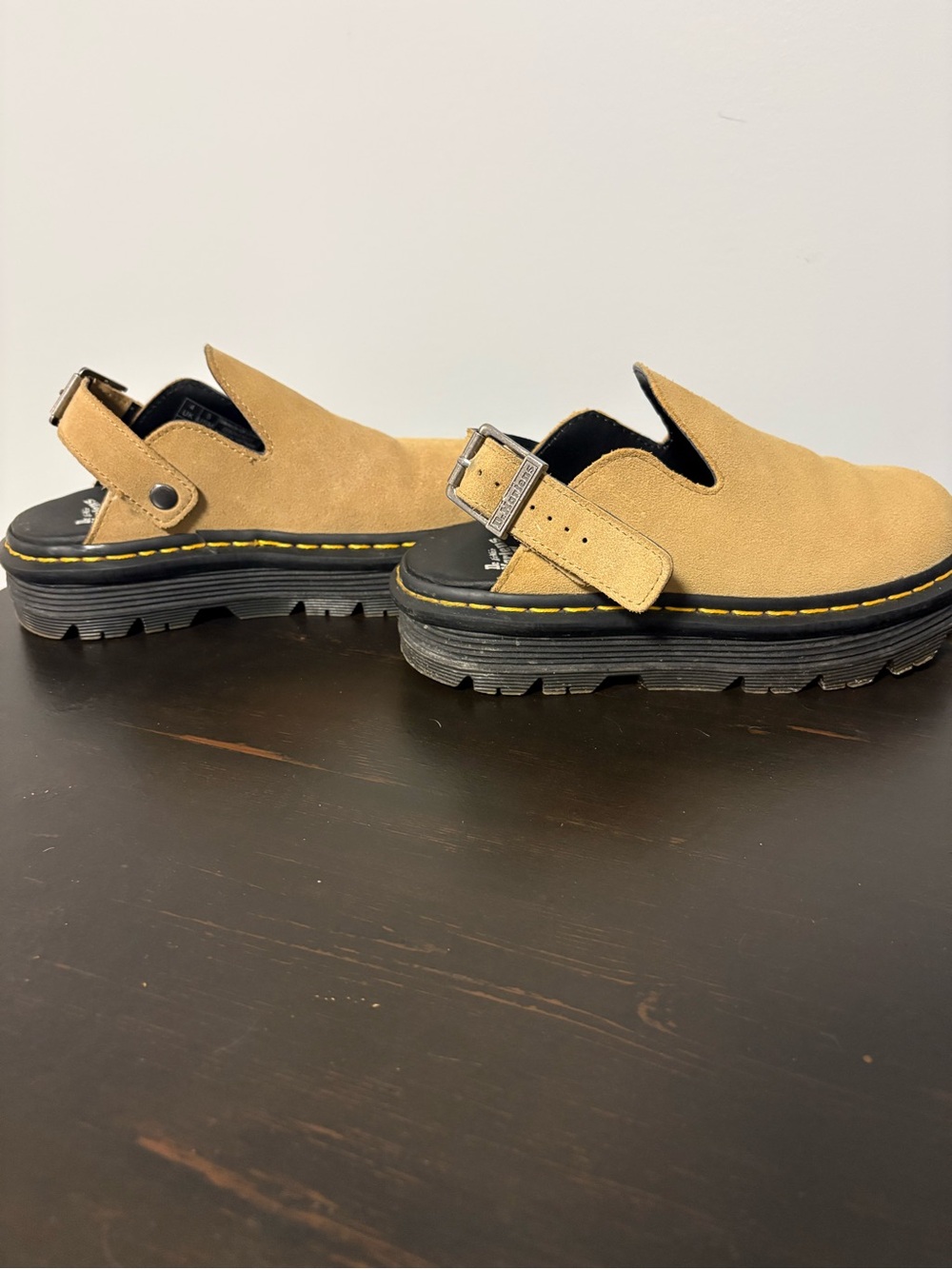Dr. Martens Suede Slingback Clog in Tan